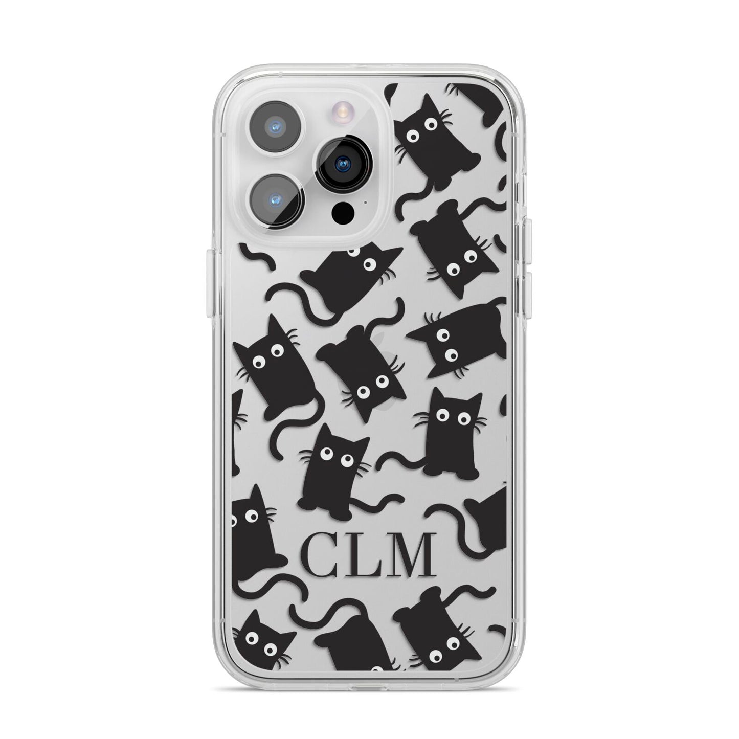 Personalised Cat Initials Clear iPhone 14 Pro Max Clear Tough Case Silver