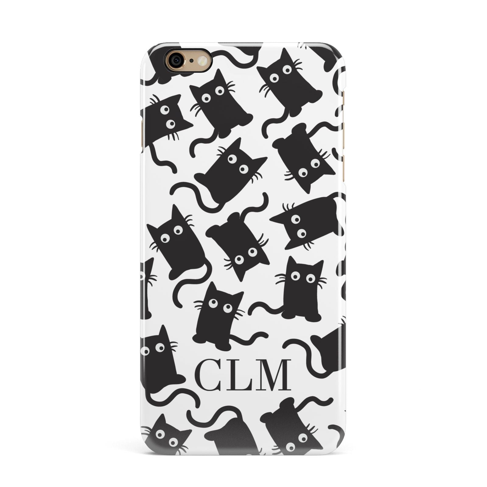 Personalised Cat Initials Clear iPhone 6 Plus 3D Snap Case on Gold Phone