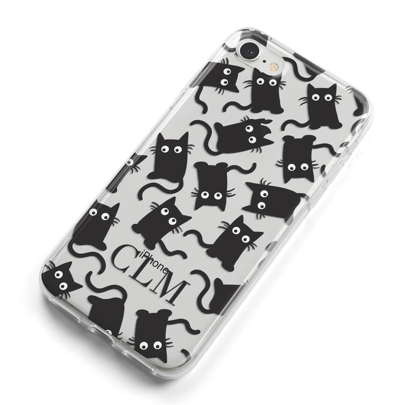 Personalised Cat Initials Clear iPhone 8 Bumper Case on Silver iPhone Alternative Image
