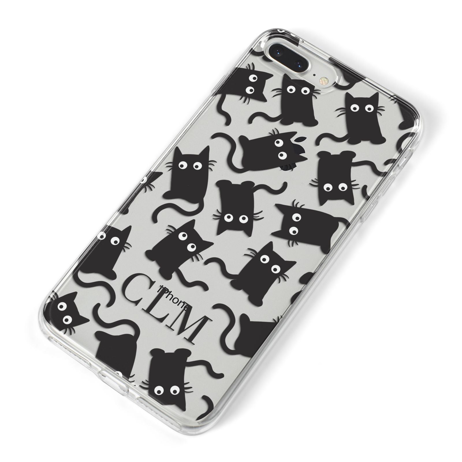 Personalised Cat Initials Clear iPhone 8 Plus Bumper Case on Silver iPhone Alternative Image