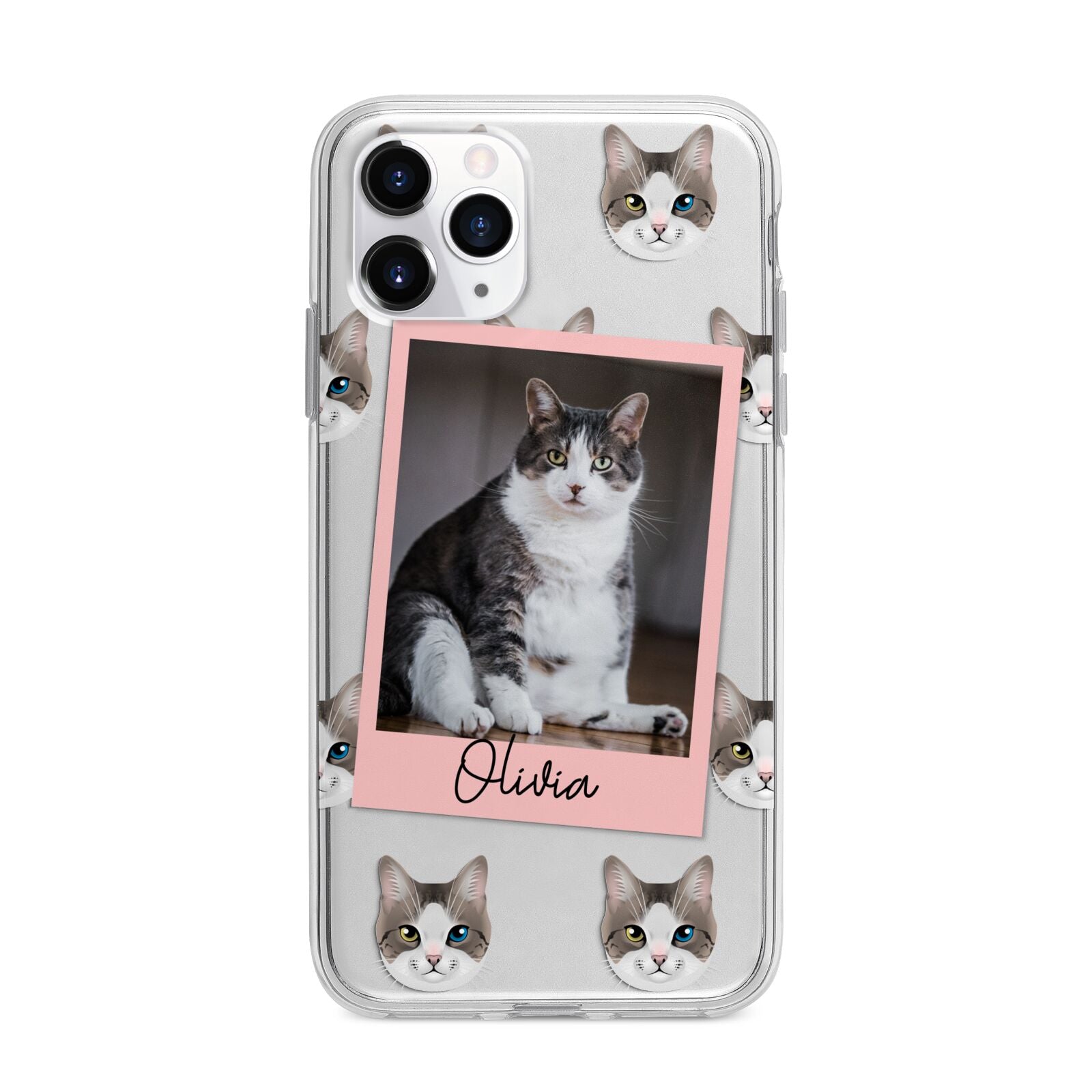 Personalised Cat Photo Apple iPhone 11 Pro Max in Silver with Bumper Case