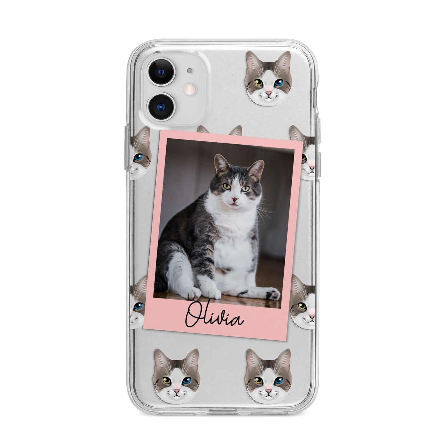 Personalised Cat Photo Apple iPhone 11 in White with Bumper Case
