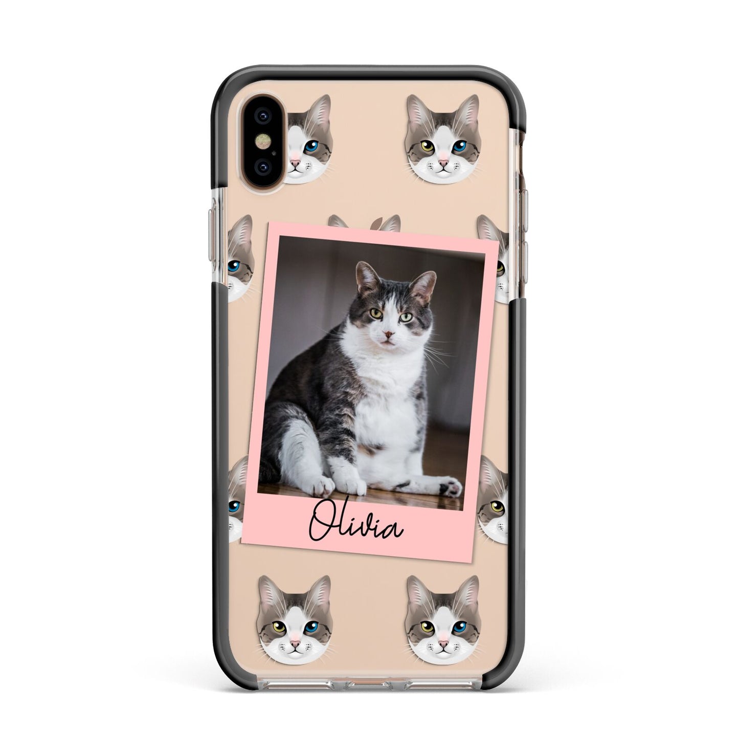 Personalised Cat Photo Apple iPhone Xs Max Impact Case Black Edge on Gold Phone