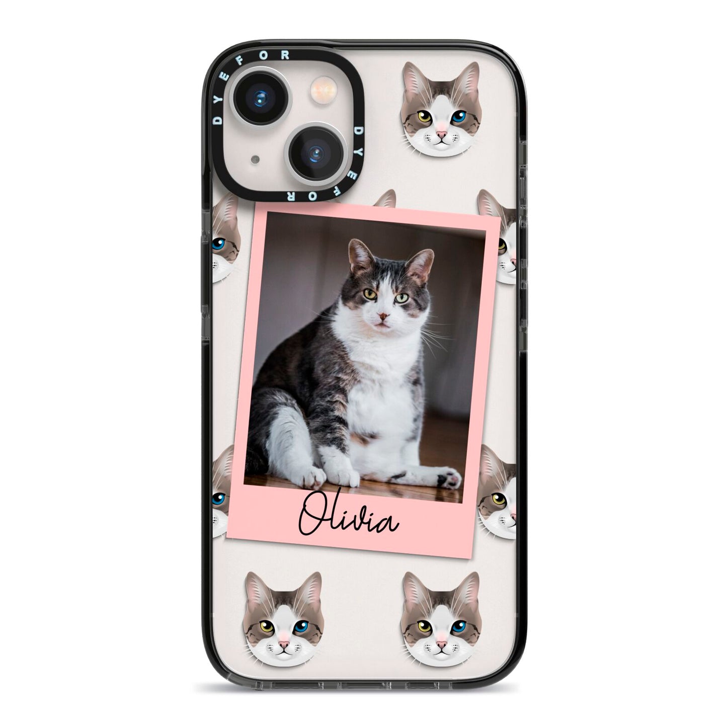 Personalised Cat Photo iPhone 13 Black Impact Case on Silver phone