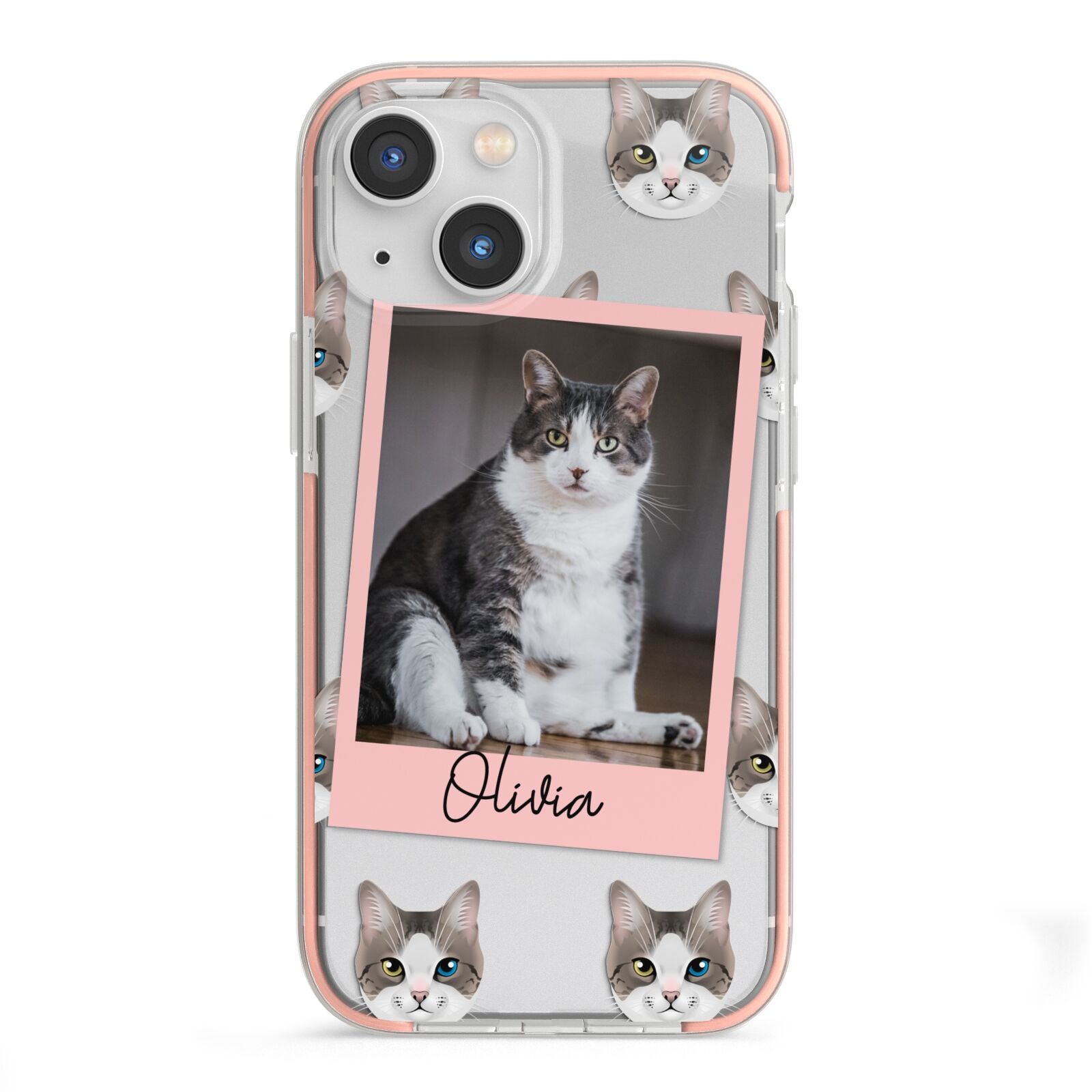 Personalised Cat Photo iPhone 13 Mini TPU Impact Case with Pink Edges