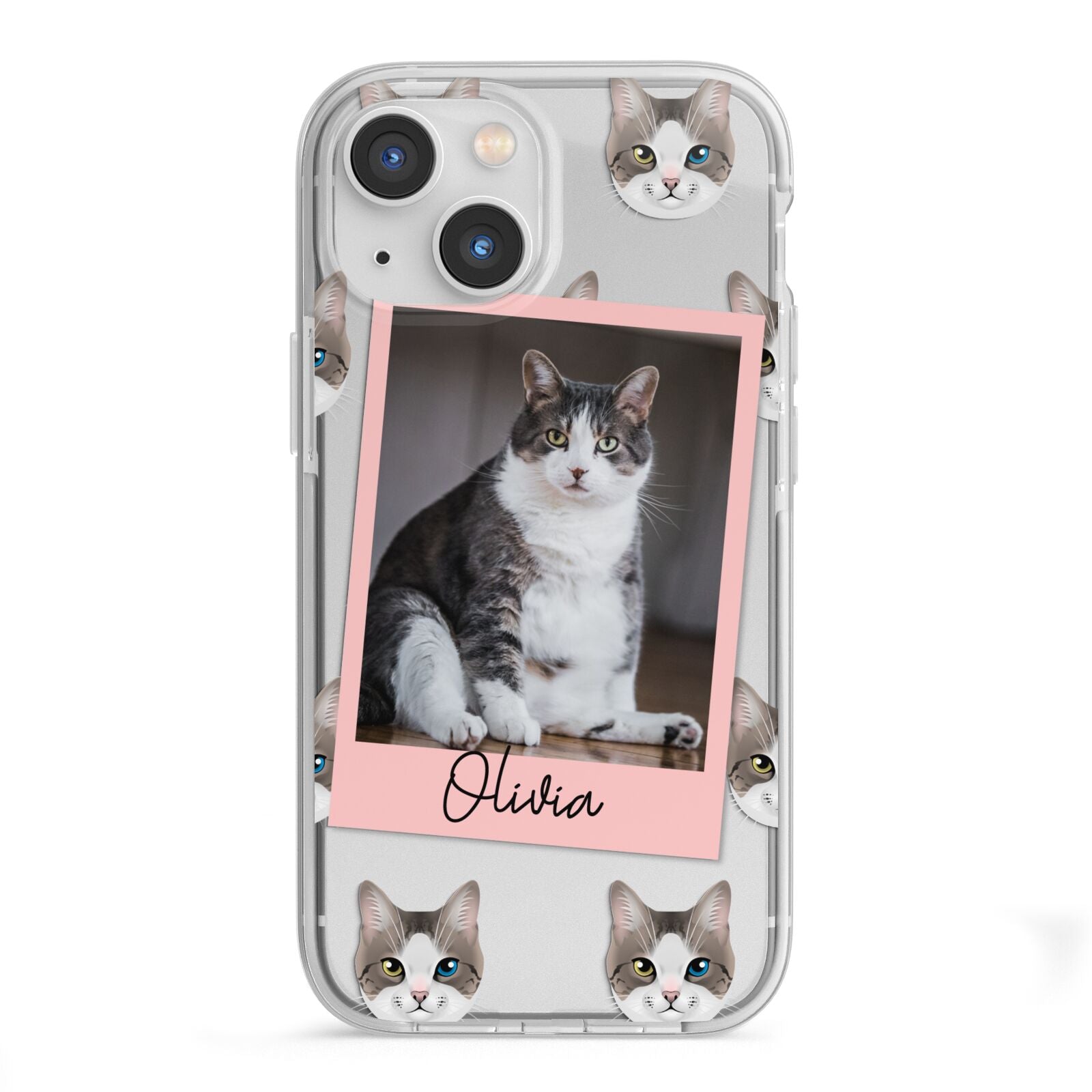 Personalised Cat Photo iPhone 13 Mini TPU Impact Case with White Edges