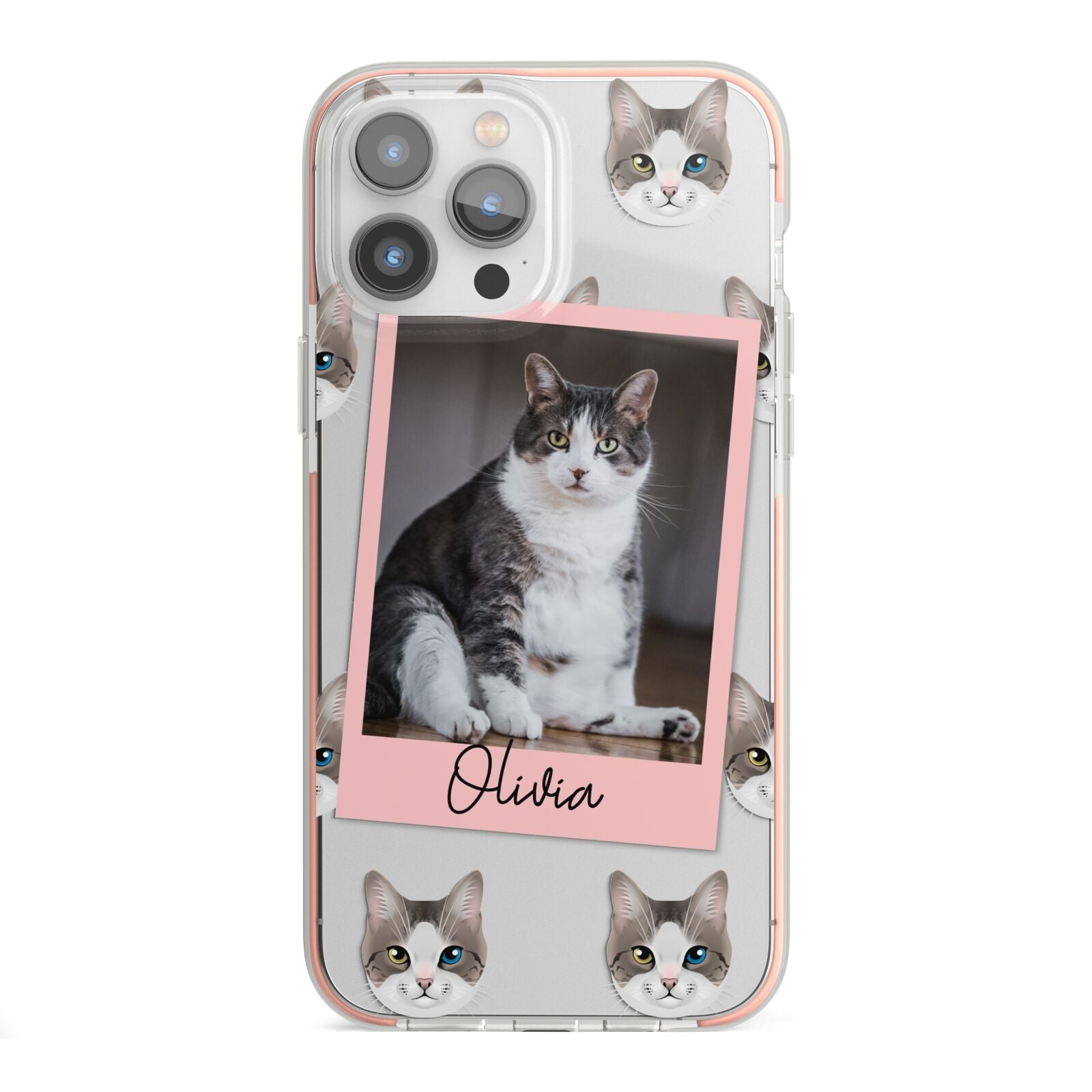 Personalised Cat Photo iPhone 13 Pro Max TPU Impact Case with Pink Edges