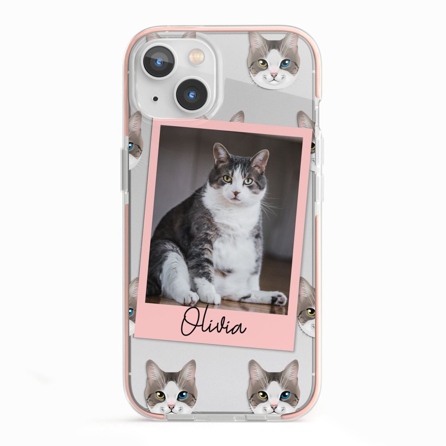 Personalised Cat Photo iPhone 13 TPU Impact Case with Pink Edges