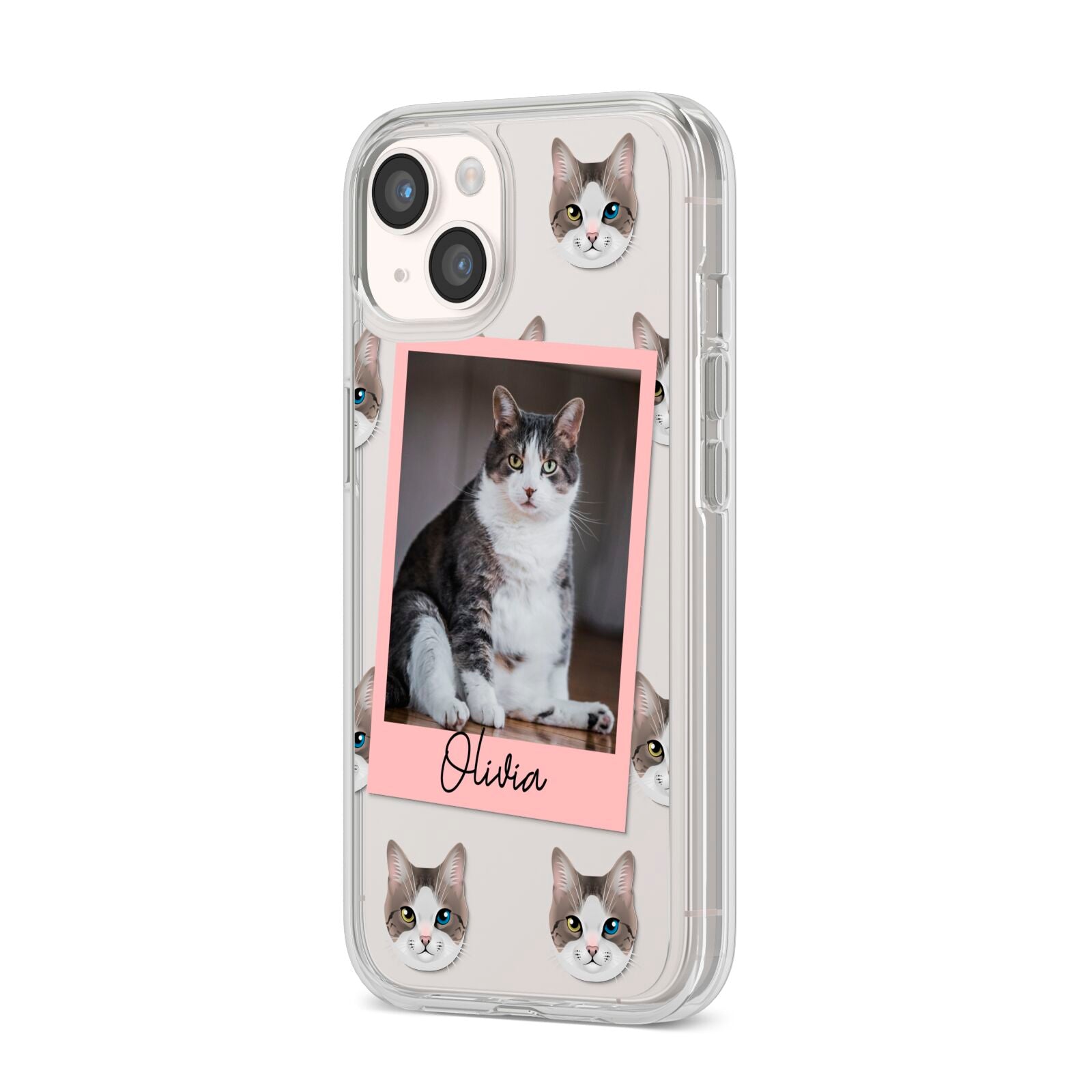 Personalised Cat Photo iPhone 14 Clear Tough Case Starlight Angled Image