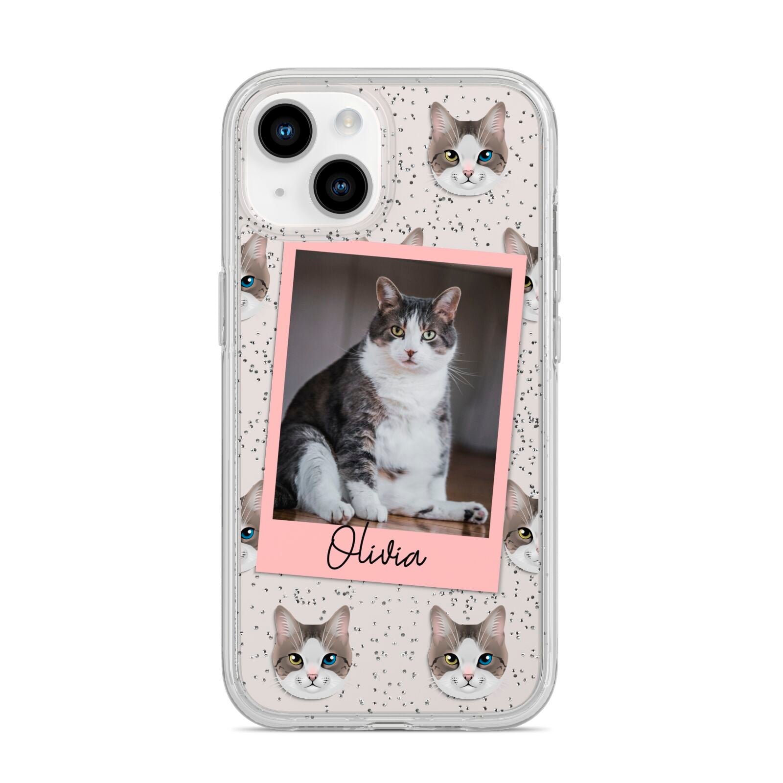 Personalised Cat Photo iPhone 14 Glitter Tough Case Starlight