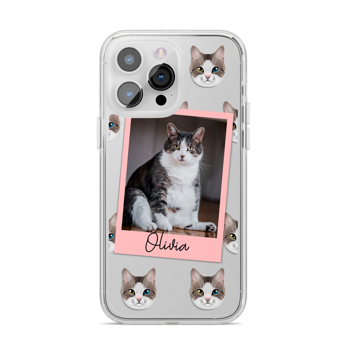 Personalised Cat Photo iPhone 14 Pro Max Clear Tough Case Silver