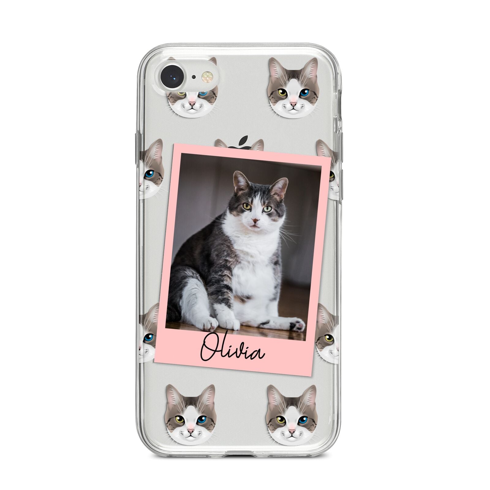 Personalised Cat Photo iPhone 8 Bumper Case on Silver iPhone