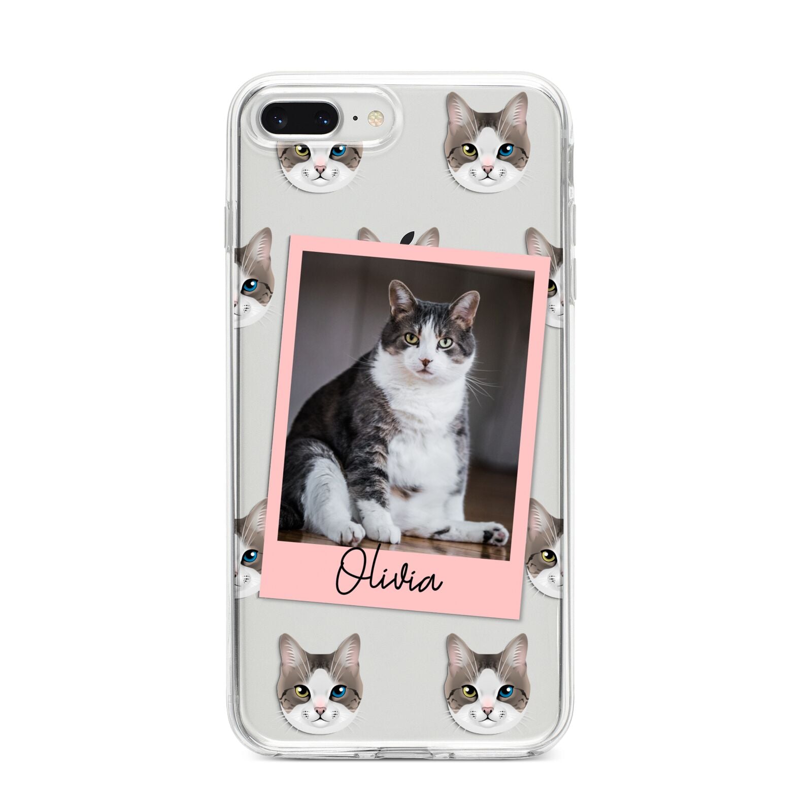 Personalised Cat Photo iPhone 8 Plus Bumper Case on Silver iPhone