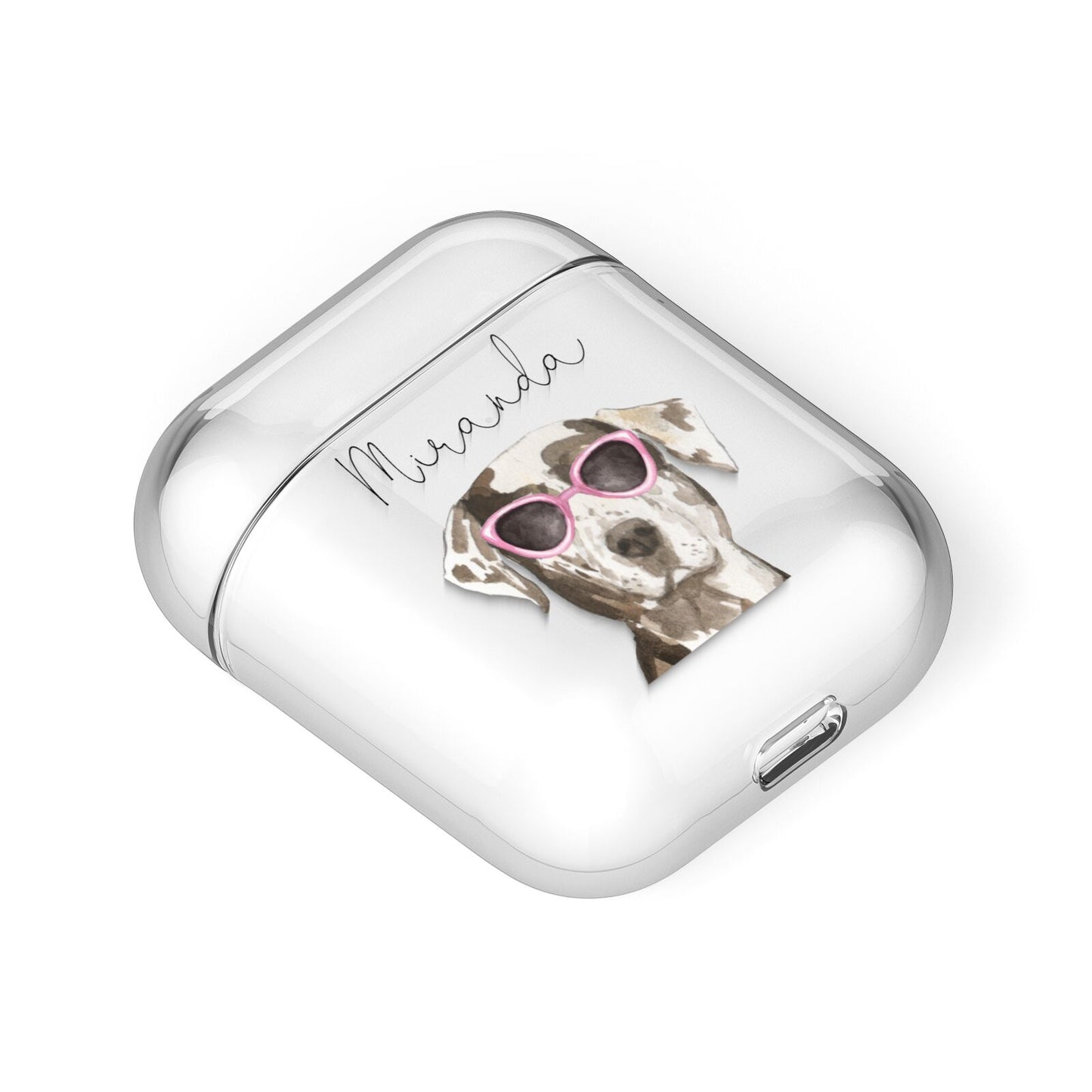 Personalised Catahoula Leopard Dog AirPods Case Laid Flat
