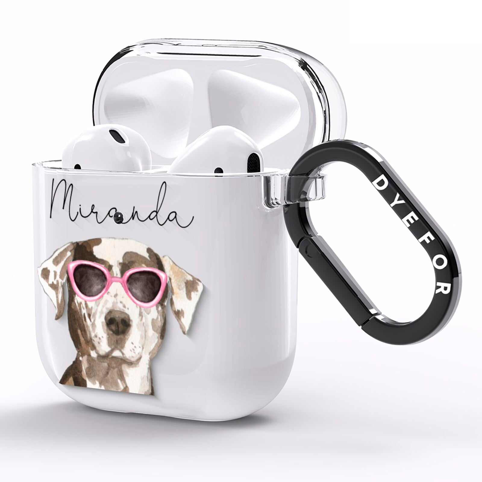 Personalised Catahoula Leopard Dog AirPods Clear Case Side Image