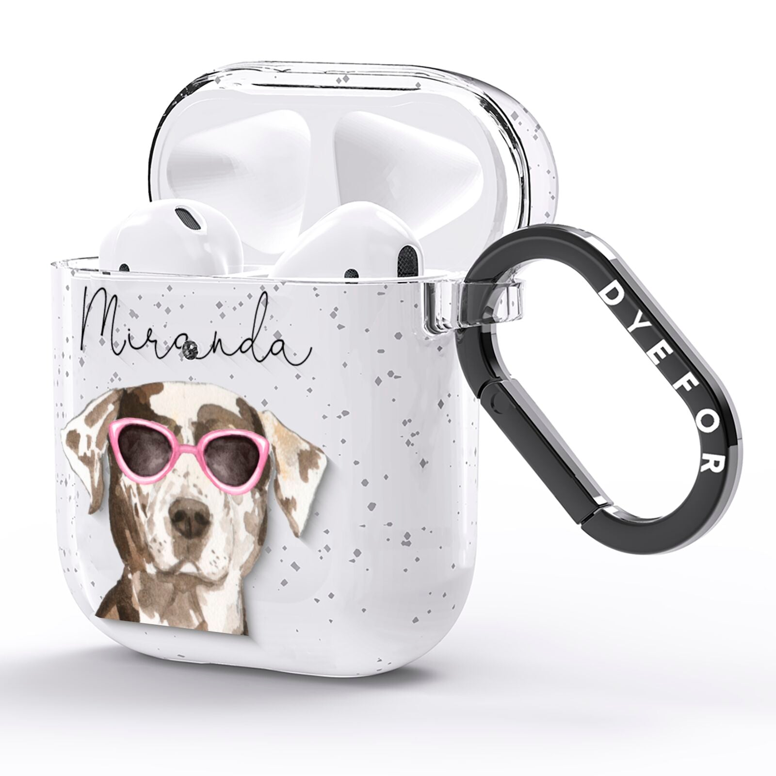 Personalised Catahoula Leopard Dog AirPods Glitter Case Side Image