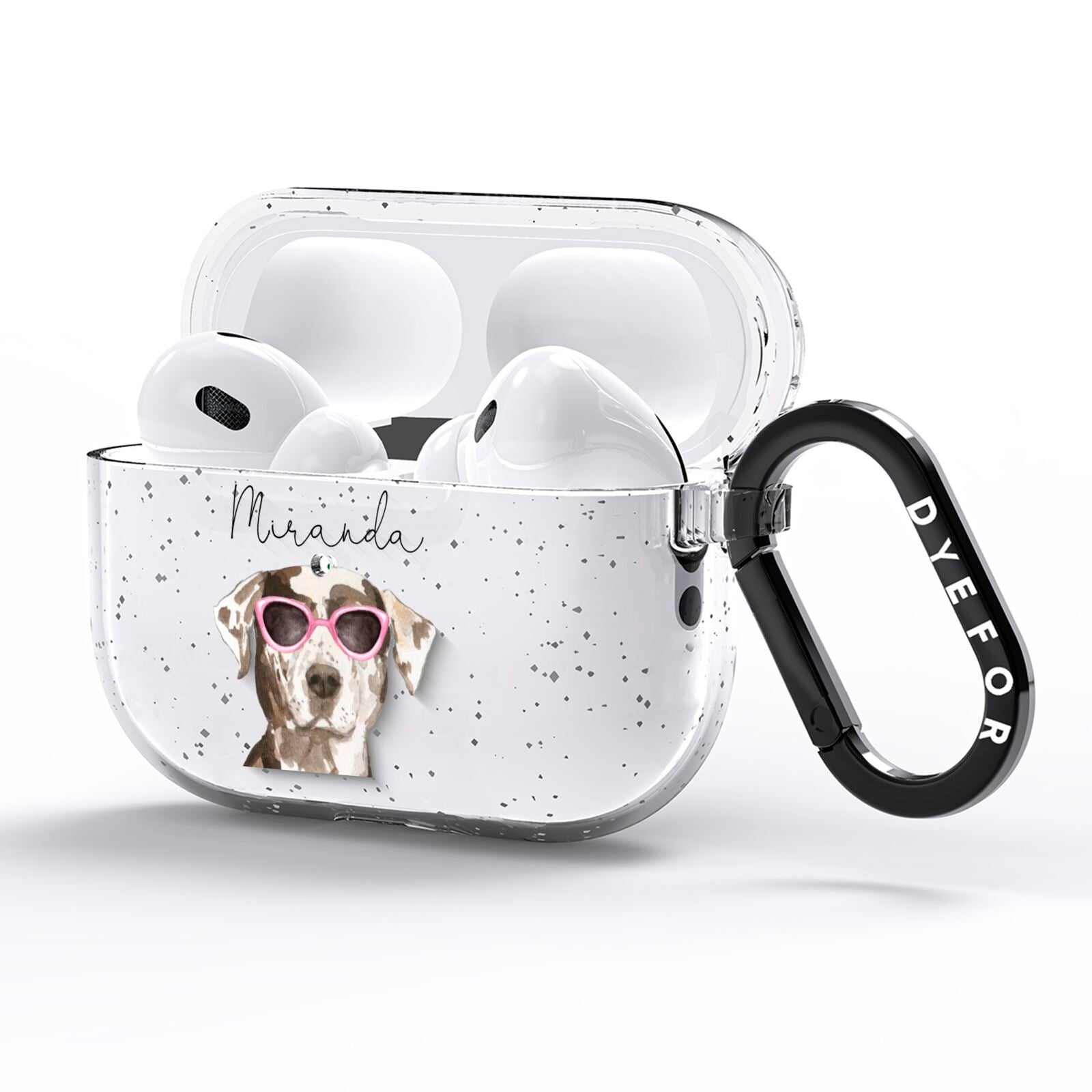 Personalised Catahoula Leopard Dog AirPods Pro Glitter Case Side Image