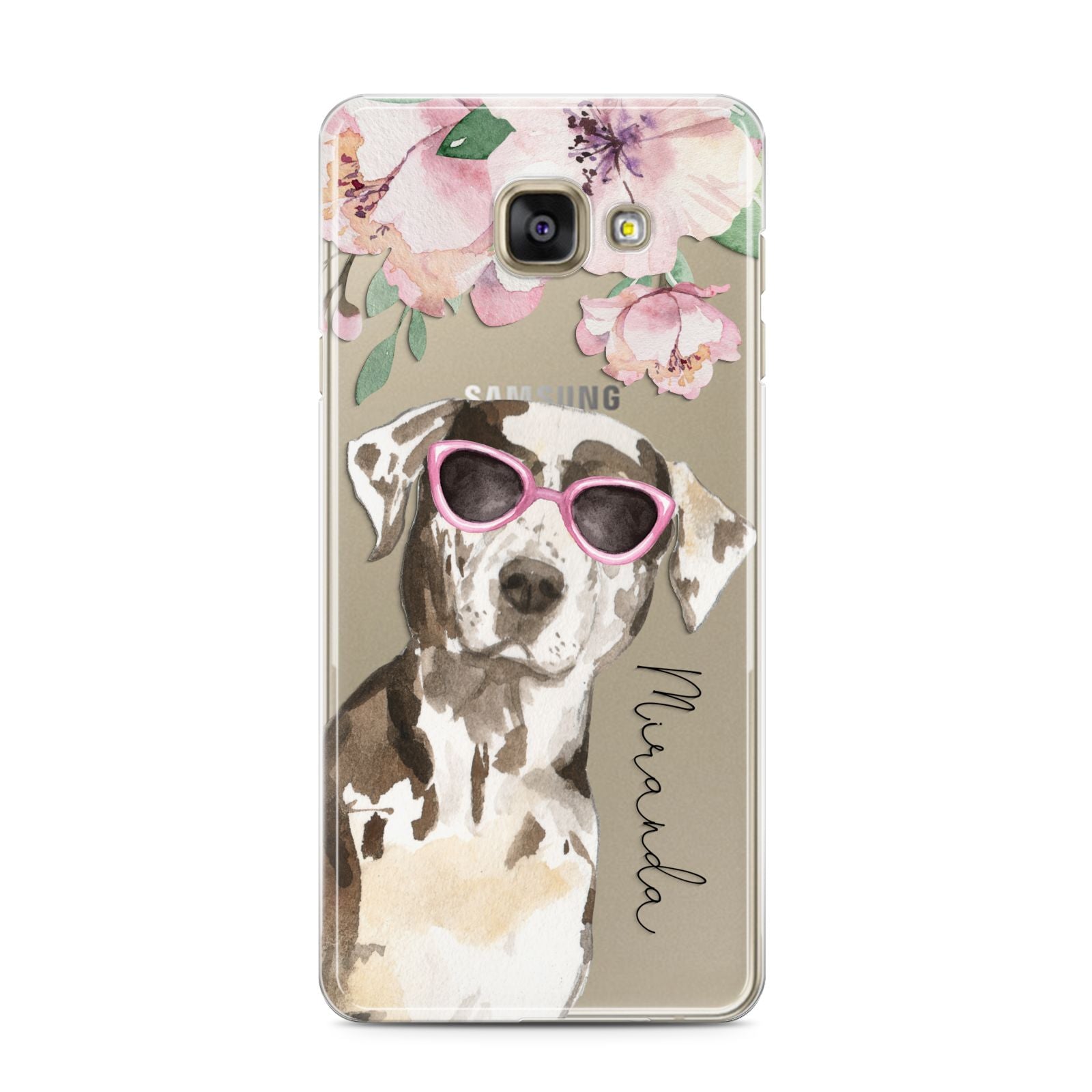 Personalised Catahoula Leopard Dog Samsung Galaxy A3 2016 Case on gold phone