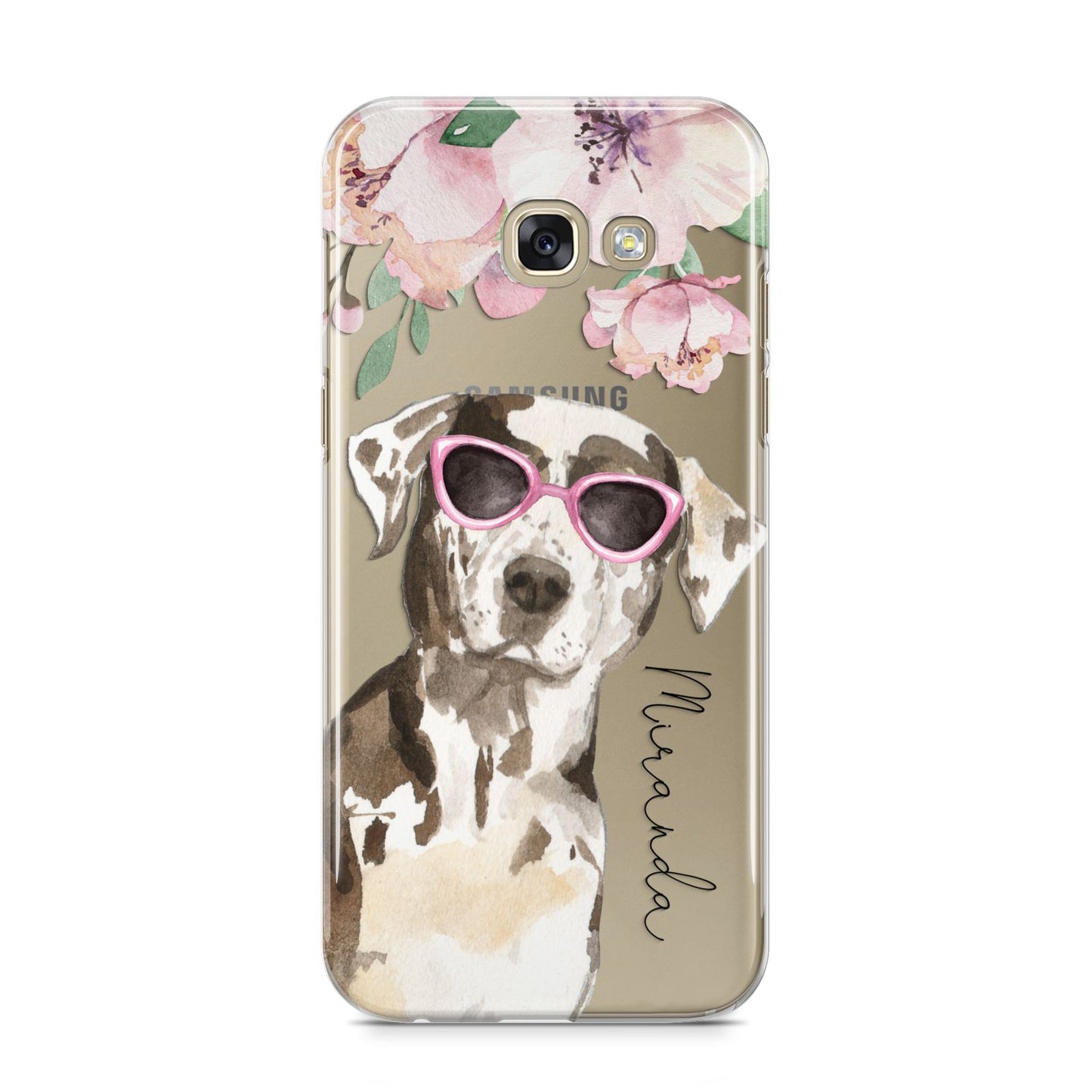 Personalised Catahoula Leopard Dog Samsung Galaxy A5 2017 Case on gold phone