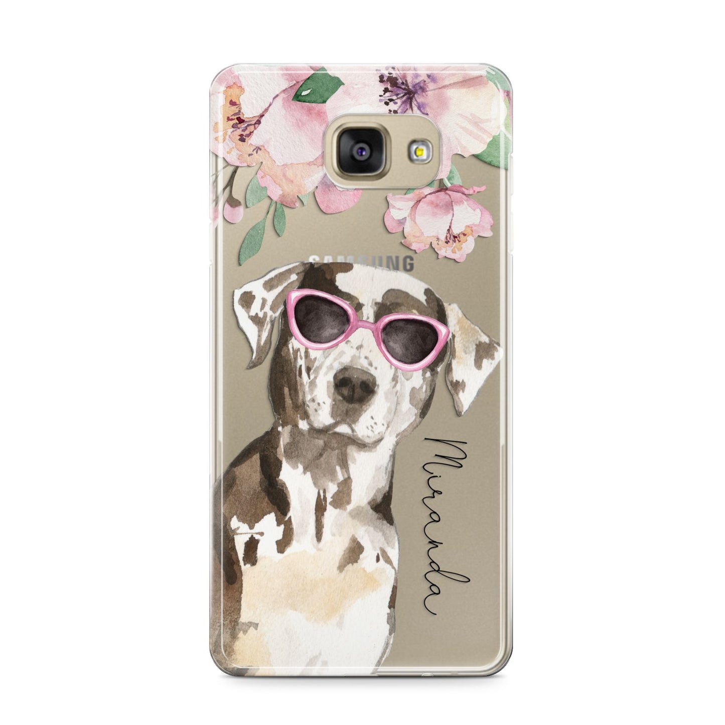 Personalised Catahoula Leopard Dog Samsung Galaxy A9 2016 Case on gold phone