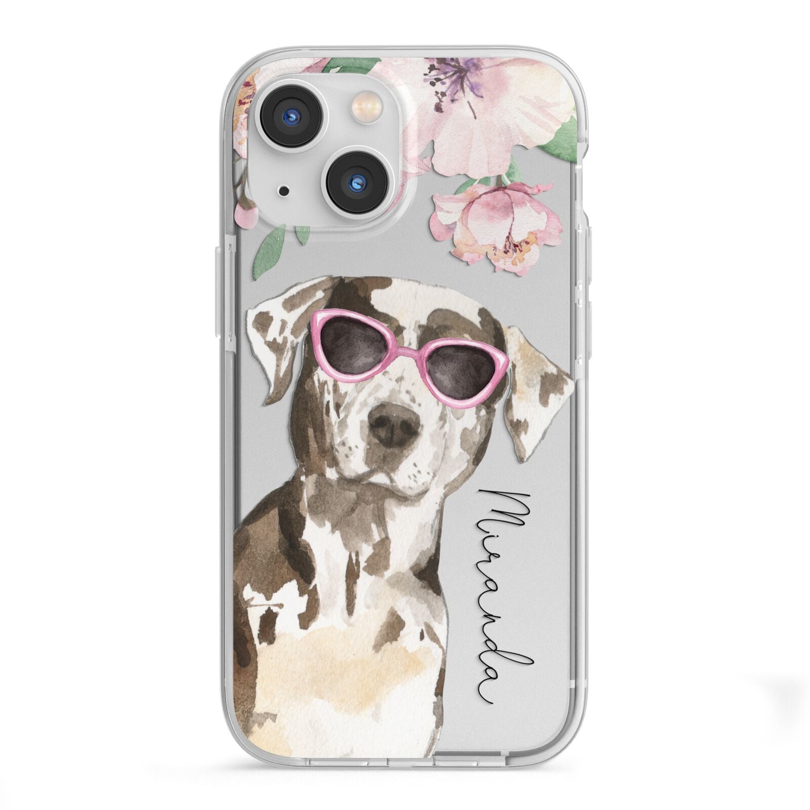Personalised Catahoula Leopard Dog iPhone 13 Mini TPU Impact Case with White Edges