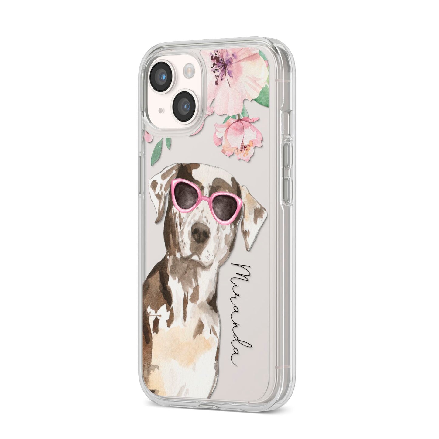 Personalised Catahoula Leopard Dog iPhone 14 Clear Tough Case Starlight Angled Image