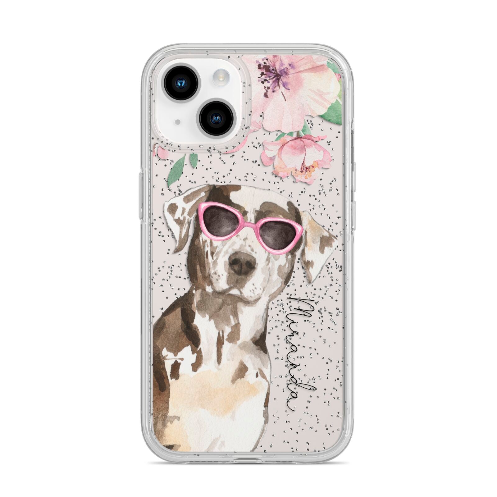 Personalised Catahoula Leopard Dog iPhone 14 Glitter Tough Case Starlight
