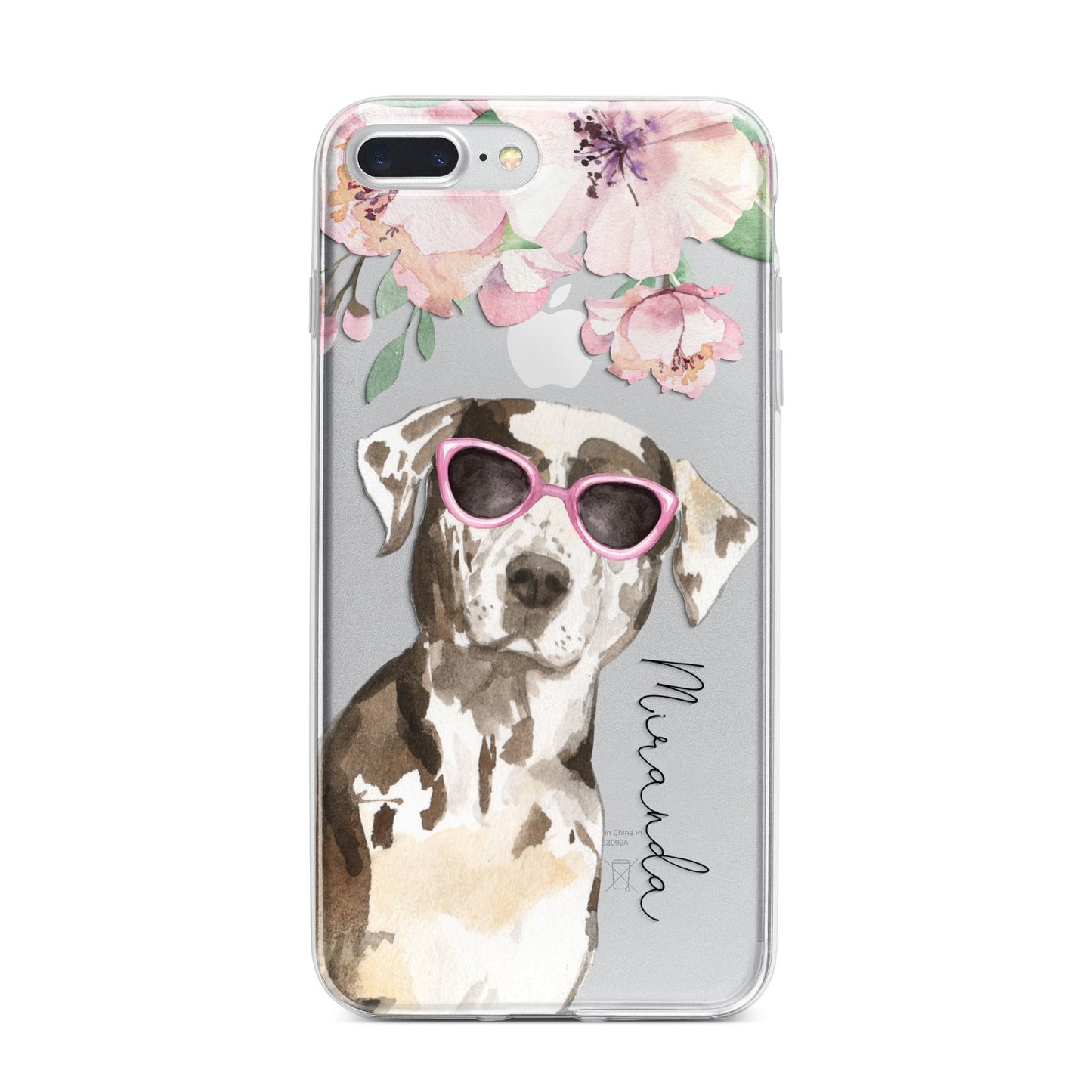 Personalised Catahoula Leopard Dog iPhone 7 Plus Bumper Case on Silver iPhone
