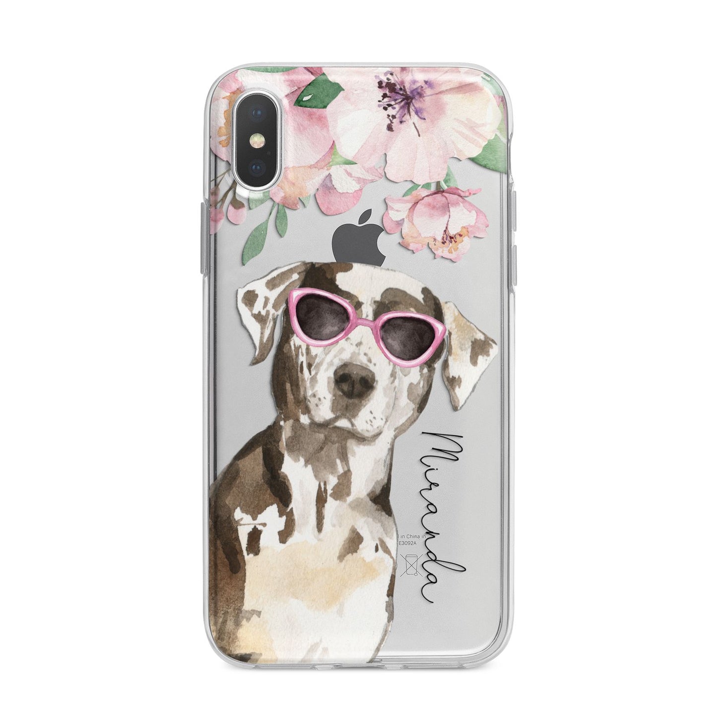 Personalised Catahoula Leopard Dog iPhone X Bumper Case on Silver iPhone Alternative Image 1