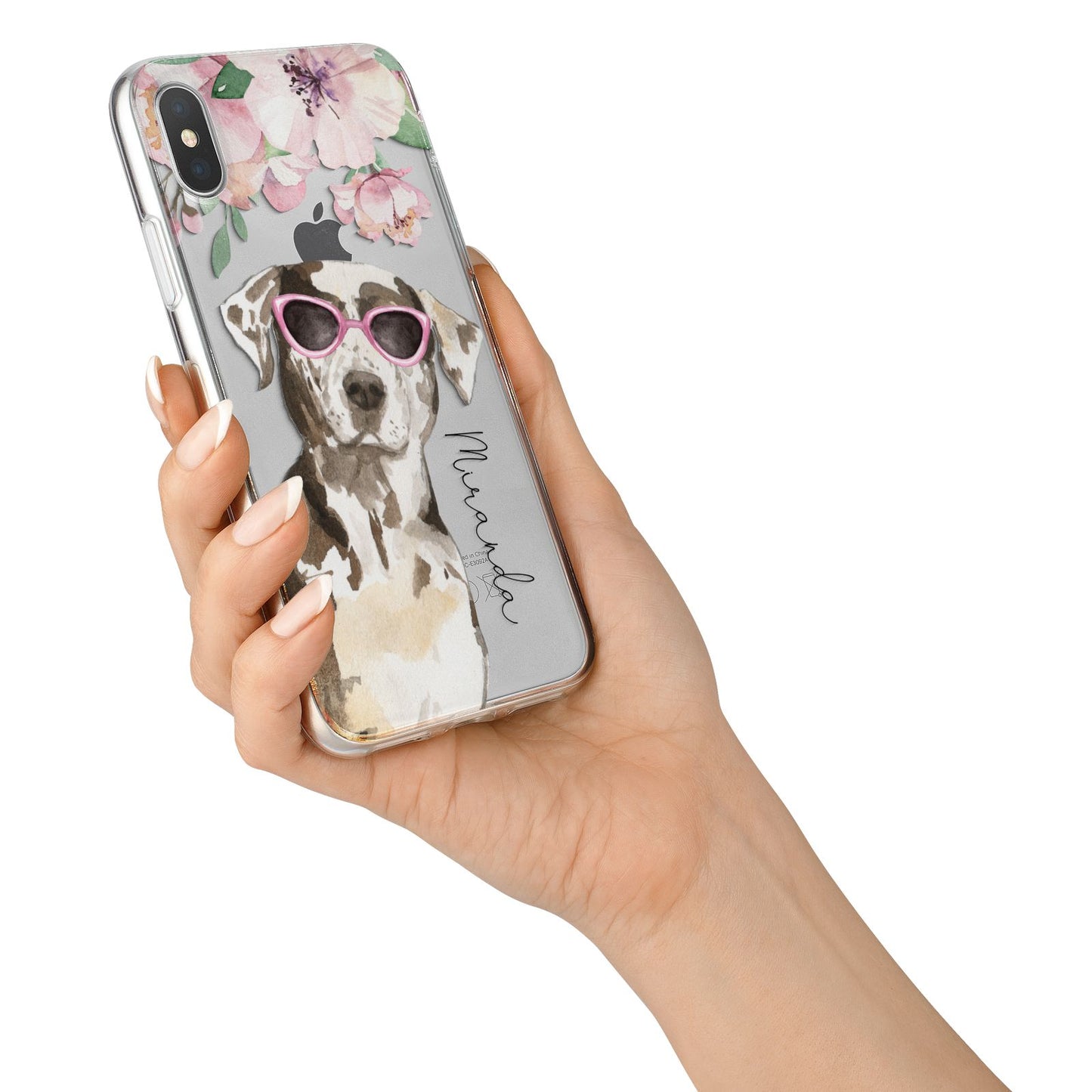 Personalised Catahoula Leopard Dog iPhone X Bumper Case on Silver iPhone Alternative Image 2