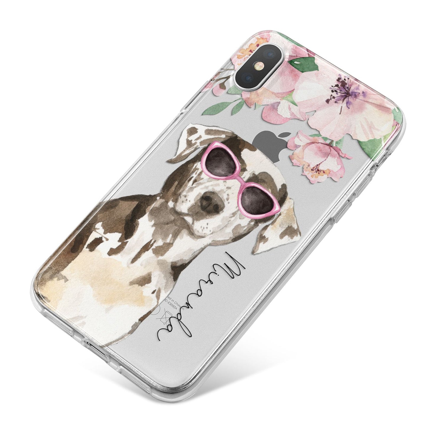 Personalised Catahoula Leopard Dog iPhone X Bumper Case on Silver iPhone