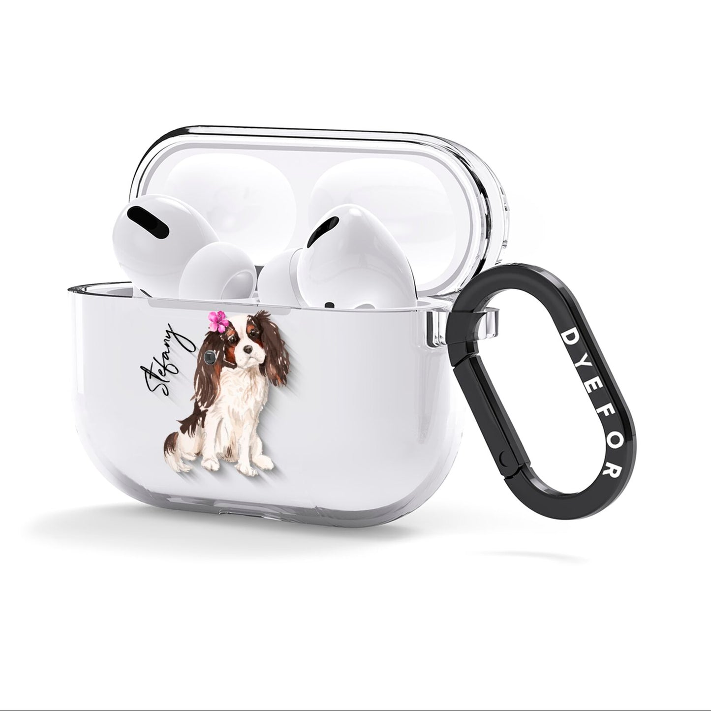 Personalised Cavalier King Charles Spaniel AirPods Clear Case 3rd Gen Side Image