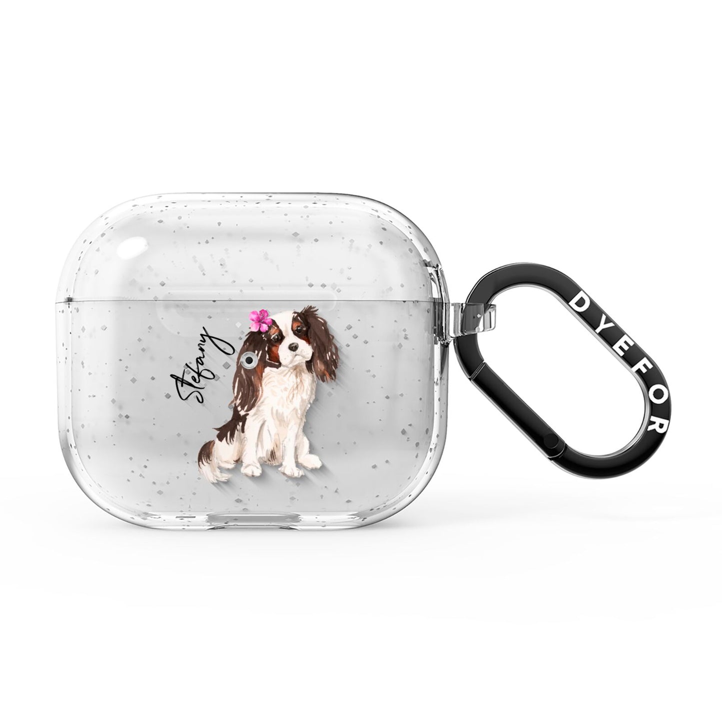 Personalised Cavalier King Charles Spaniel AirPods Glitter Case 3rd Gen