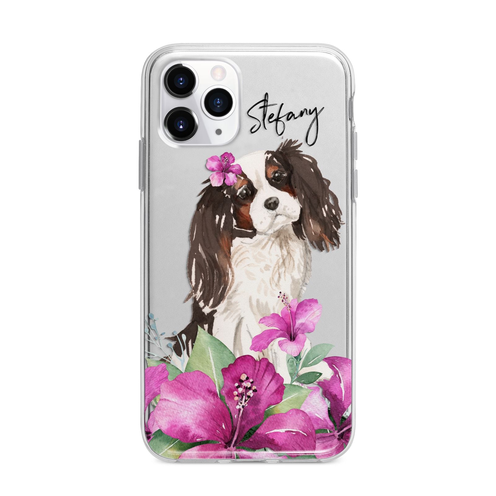 Personalised Cavalier King Charles Spaniel Apple iPhone 11 Pro Max in Silver with Bumper Case