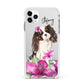 Personalised Cavalier King Charles Spaniel Apple iPhone 11 Pro Max in Silver with White Impact Case