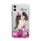 Personalised Cavalier King Charles Spaniel Apple iPhone 11 in White with Bumper Case