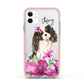 Personalised Cavalier King Charles Spaniel Apple iPhone 11 in White with Pink Impact Case