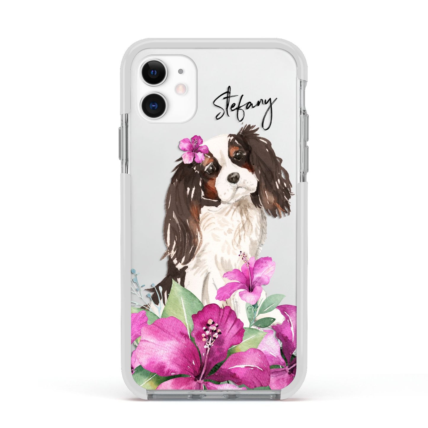 Personalised Cavalier King Charles Spaniel Apple iPhone 11 in White with White Impact Case