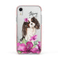 Personalised Cavalier King Charles Spaniel Apple iPhone XR Impact Case Pink Edge on Silver Phone