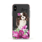 Personalised Cavalier King Charles Spaniel Apple iPhone Xs Impact Case Pink Edge on Black Phone