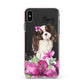 Personalised Cavalier King Charles Spaniel Apple iPhone Xs Max Impact Case Pink Edge on Black Phone