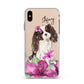 Personalised Cavalier King Charles Spaniel Apple iPhone Xs Max Impact Case White Edge on Gold Phone