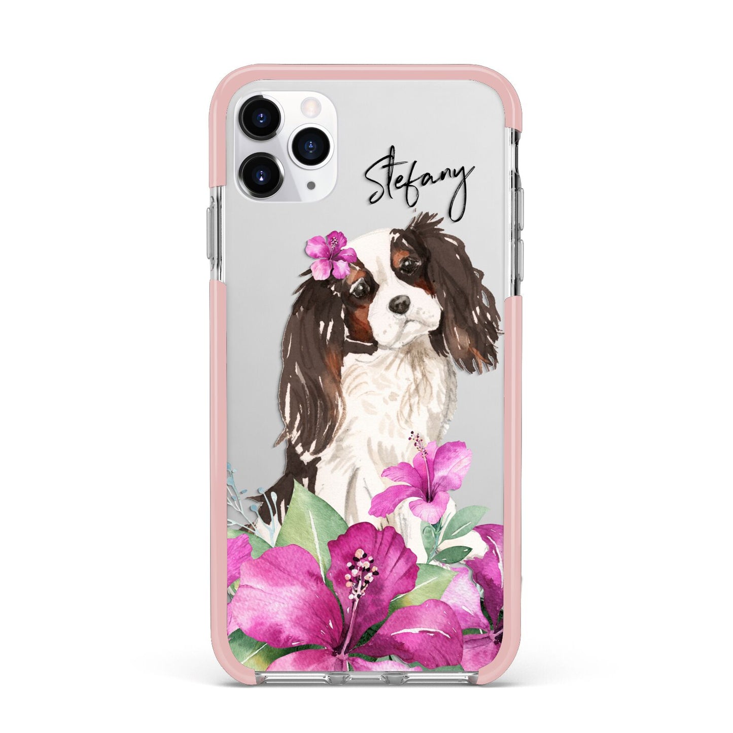 Personalised Cavalier King Charles Spaniel iPhone 11 Pro Max Impact Pink Edge Case