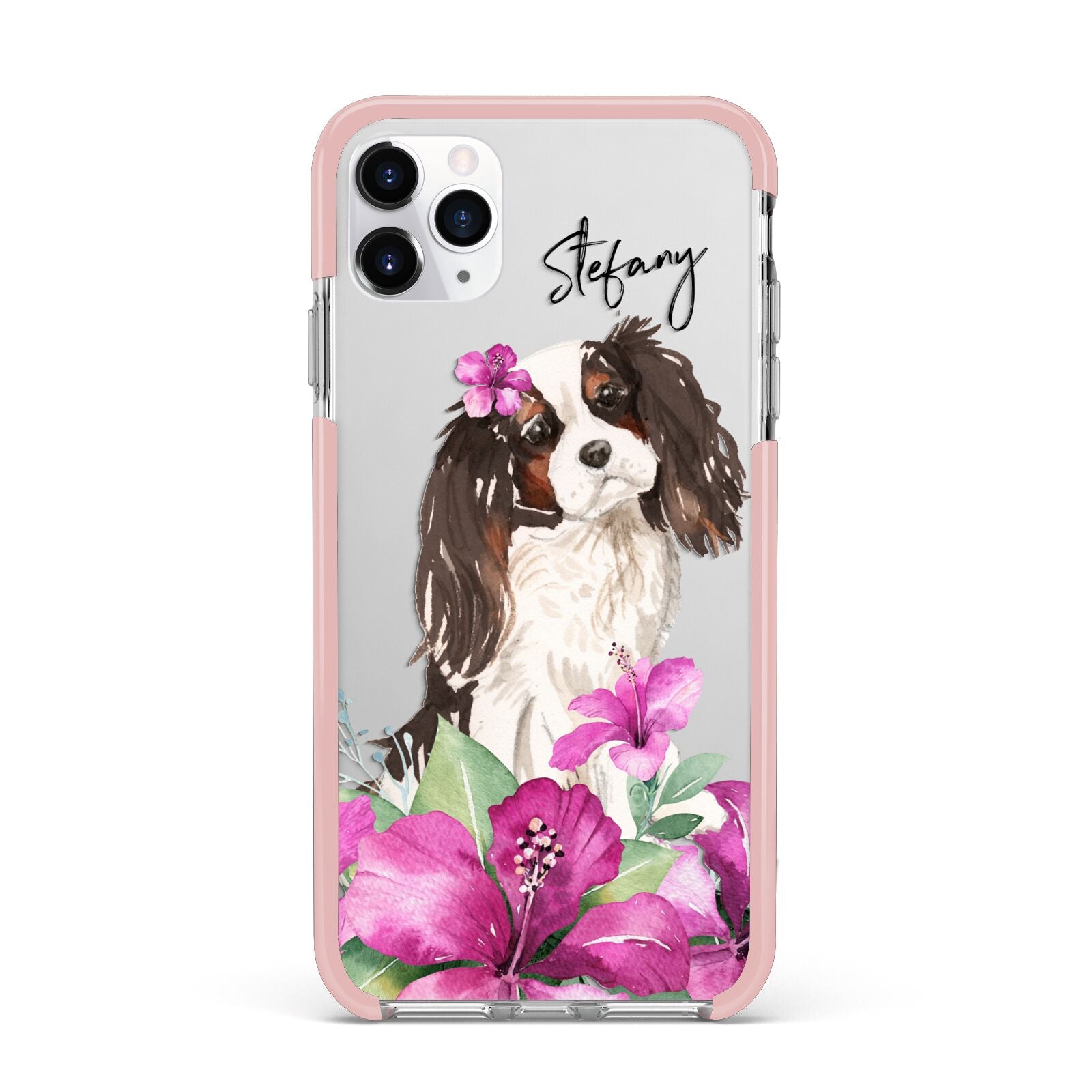 Personalised Cavalier King Charles Spaniel iPhone 11 Pro Max Impact Pink Edge Case