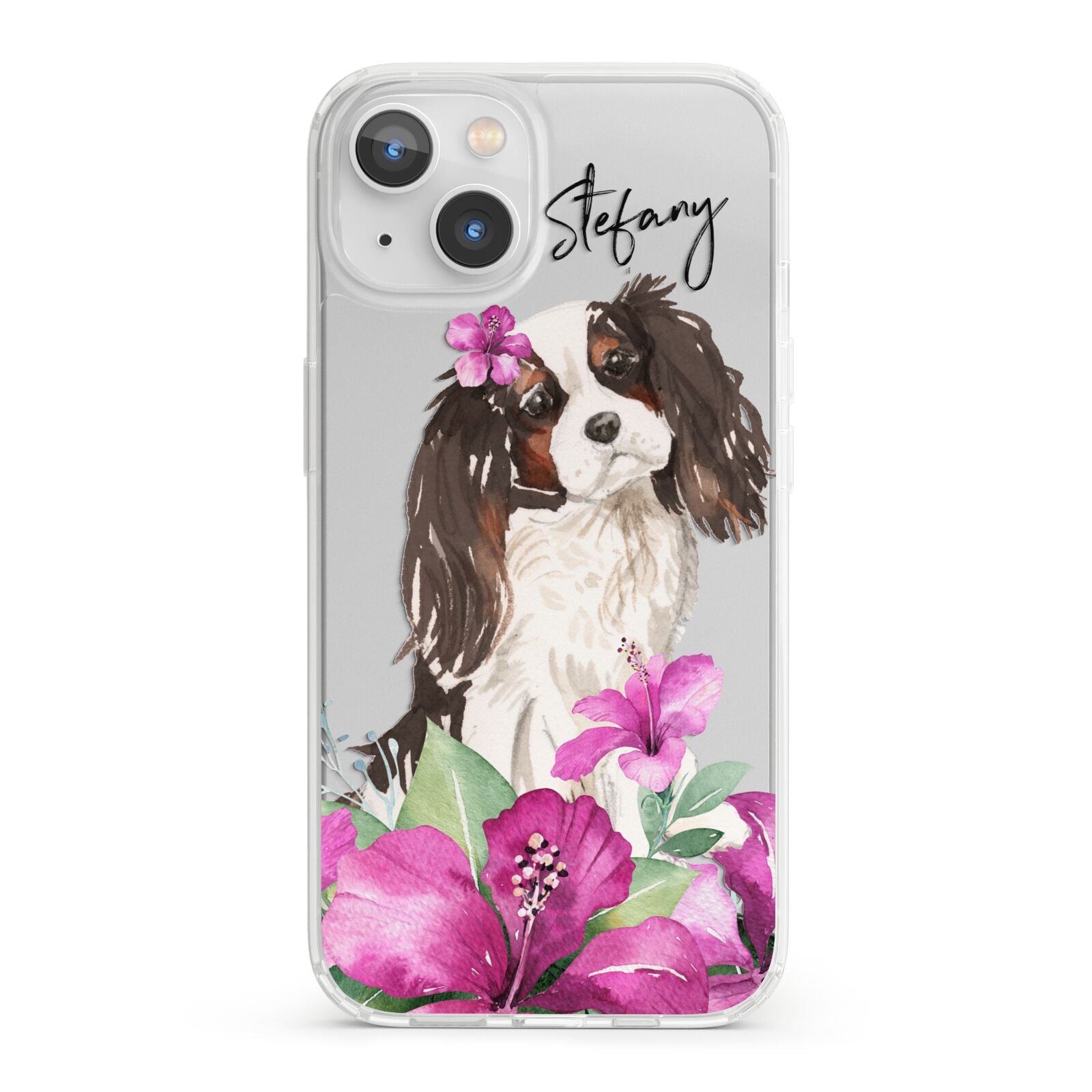 Personalised Cavalier King Charles Spaniel iPhone 13 Clear Bumper Case