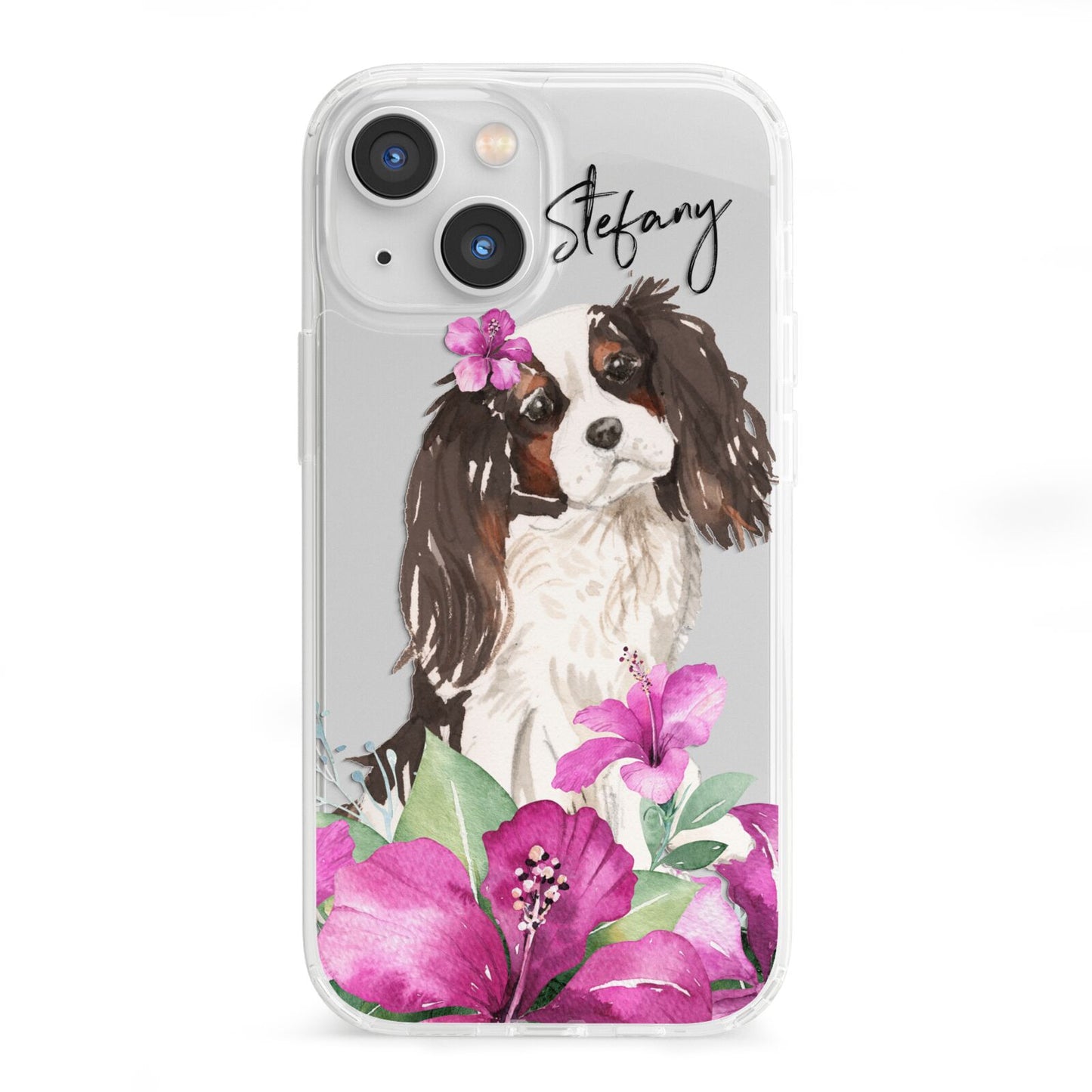 Personalised Cavalier King Charles Spaniel iPhone 13 Mini Clear Bumper Case