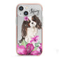 Personalised Cavalier King Charles Spaniel iPhone 13 Mini TPU Impact Case with Pink Edges