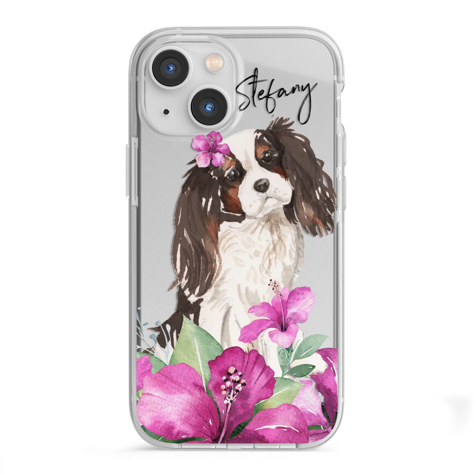 Personalised Cavalier King Charles Spaniel iPhone 13 Mini TPU Impact Case with White Edges