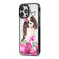 Personalised Cavalier King Charles Spaniel iPhone 13 Pro Max Black Impact Case Side Angle on Silver phone
