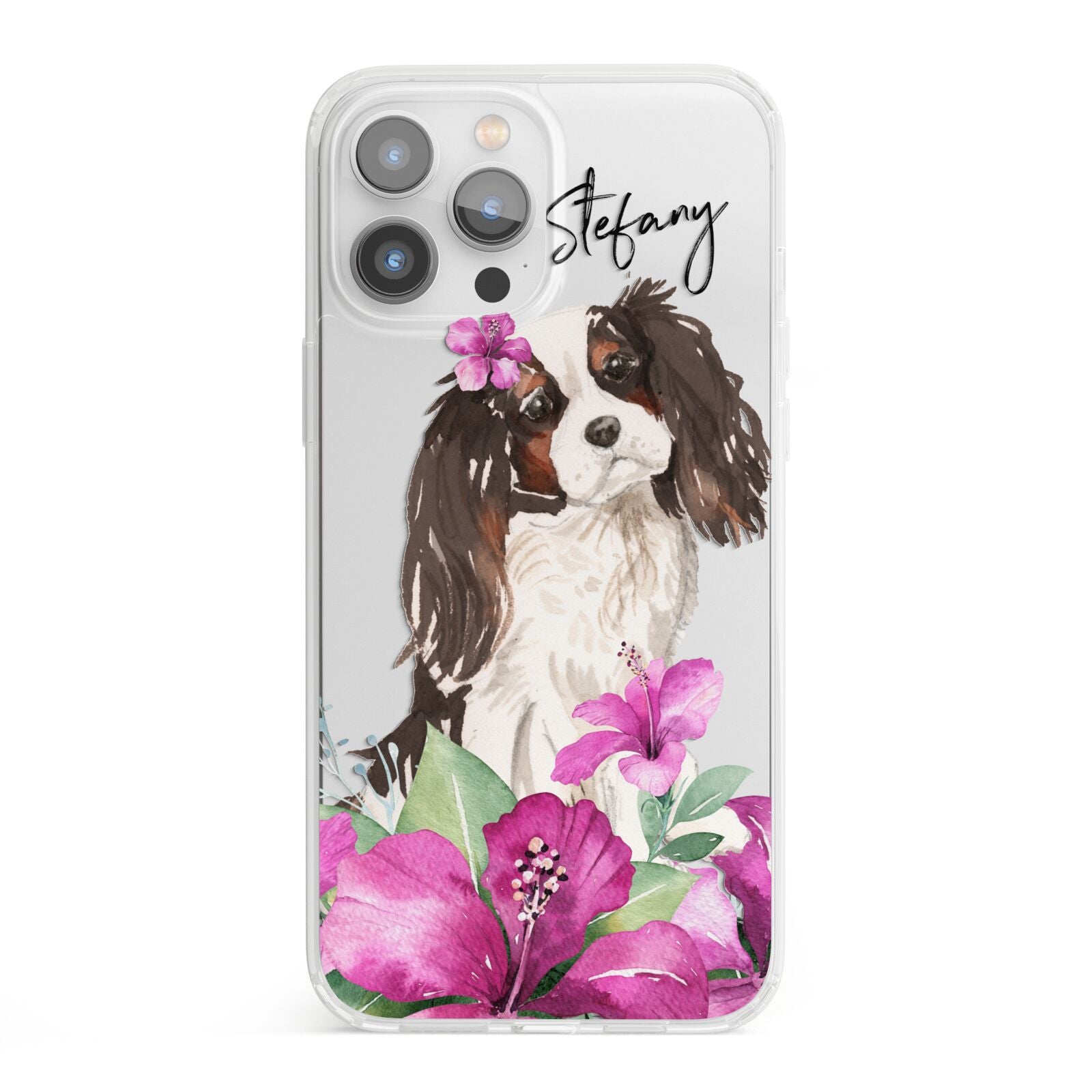 Personalised Cavalier King Charles Spaniel iPhone 13 Pro Max Clear Bumper Case